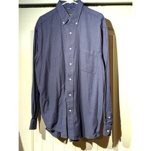 Bobby Jones Collection Woven in Italy Navy Plaid Button Down Shirt Mens Sz XXL